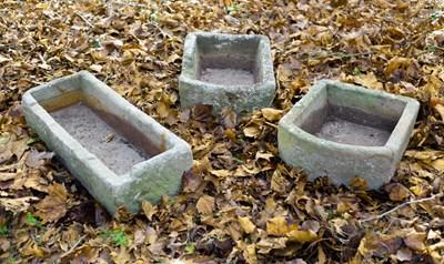 Lot 510 - Three stone troughs, the largest 90cm x 34cm x...