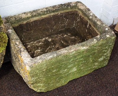 Lot 520 - A large square stone trough, 78cm x 59cm