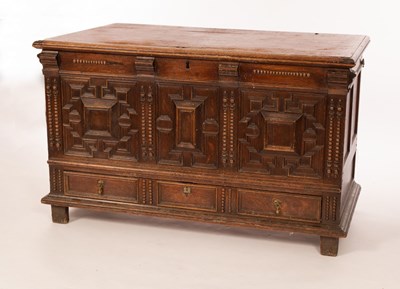 Lot 531 - An early 18th Century oak mule chest, the...