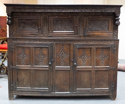 Lot 533 - A very large Charles II Westmorland carved oak...