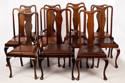 Lot 537 - A harlequin set of twelve dining chairs, with...