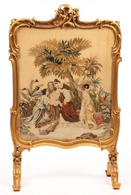 Lot 538 - A Victorian giltwood fire screen with...