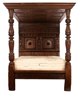 Lot 552 - A four-poster bed of 17th Century style, the...