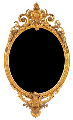 Lot 553 - A mid 19th Century oval wall mirror, the...