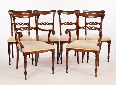 Lot 581 - A set of six Edwardian dining chairs including...