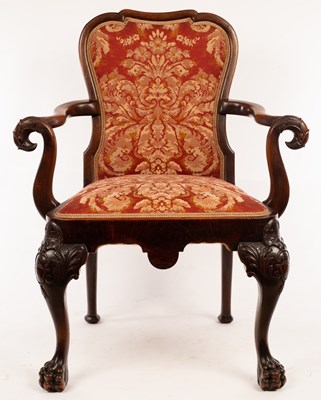 Lot 601 - A Georgian style elbow chair, the arms with...