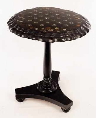 Lot 610 - A Victorian papier-mâché tilt-top table, 59cm...