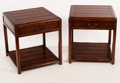 Lot 612 - A pair of bedside tables, each fitted with a...