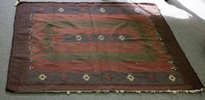 Lot 642 - A square tribal rug, 144cm and a Soumakh example