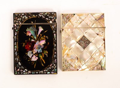 Lot 695 - A Victorian papier-mâché card case inlaid with...