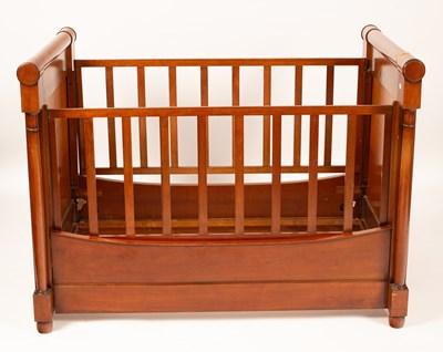 Lot 404 - A child's French Empire style cherrywood lit-en-bateau