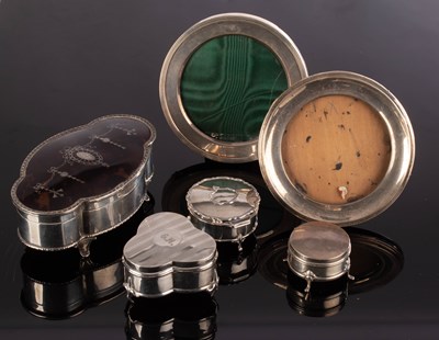 Lot 6 - A silver and tortoiseshell mounted trinket box,...