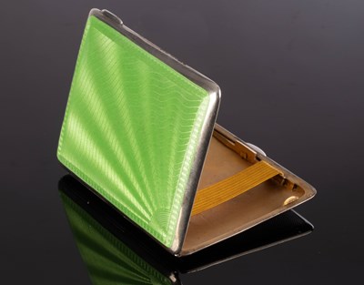 Lot 23 - An Art Deco silver rectangular cigarette case,...