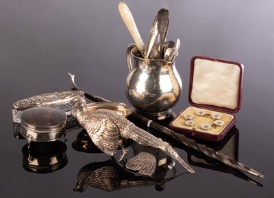 Lot 30 - A silver table pheasant, import marks for...