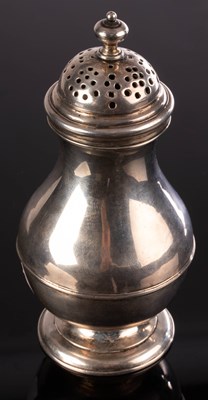 Lot 35 - A George I silver sugar caster, makers mark...