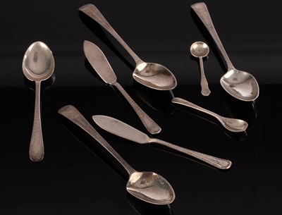 Lot 44 - Three George III bright cut silver teaspoons,...