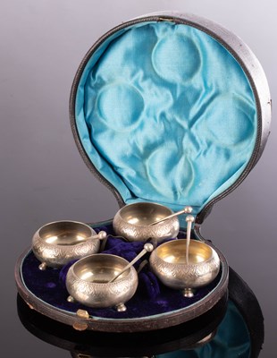 Lot 46 - A cased set of four Victorian silver salts...