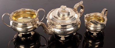 Lot 50 - A George IV three-piece silver tea service,...