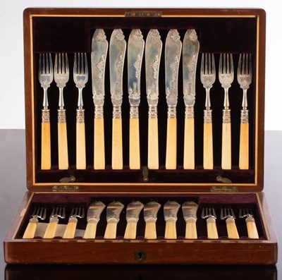 Lot 52 - A set of twelve silver fish knives and forks,...