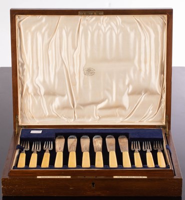 Lot 53 - A set of twelve silver fish knives and forks,...