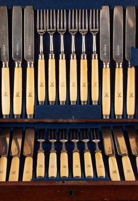 Lot 65 - A Victorian silver fish set with ivory handles,...