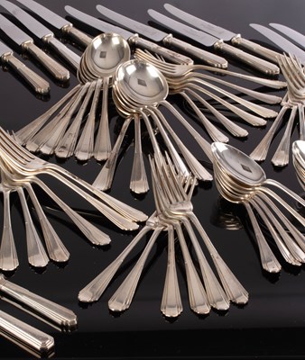 Lot 74 - A set of Art Deco silver flatware, James Dixon...