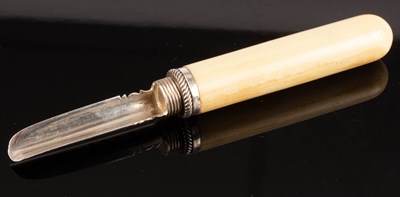 Lot 81 - A George III silver and ivory apple corer, IT,...