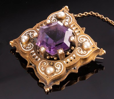 Lot 151 - A Victorian amethyst, pearl and white...