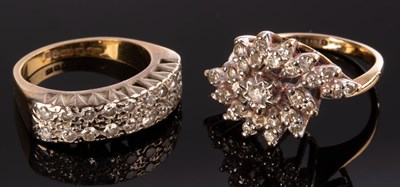 Lot 160 - Two diamond dress rings, circa 1980, one set...