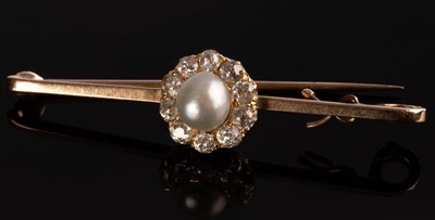 Lot 172 - A pearl and diamond bar brooch, by Cropp &...