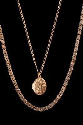 Lot 187 - A 9ct yellow gold necklace hung with a 9ct...