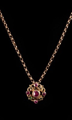 Lot 196 - A multi-gem set pendant, of openwork cluster...