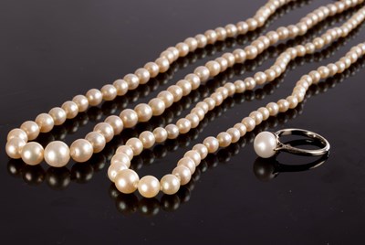 Lot 205 - Two single row cultured pearl necklaces, each...