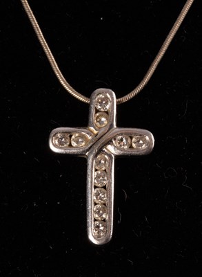 Lot 208 - A modern diamond pendant cross, set in 18ct...