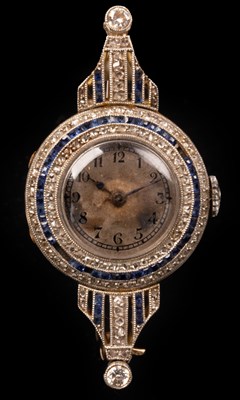 Lot 222 - An Art Deco cocktail watch mounted as a brooch,...