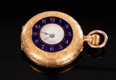 Lot 225 - A lady's gold half-hunter pocket watch, the...