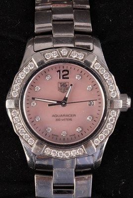 Lot 235 - A lady's TAG Heuer Aquaracer, stainless steel,...