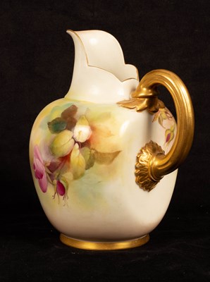 Lot 282 - A Royal Worcester blush ivory jug painted...