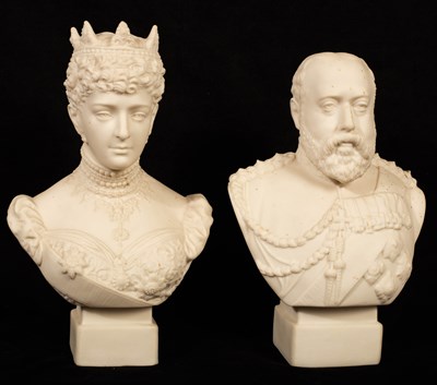 Lot 289 - Two Robinson & Leadbeater small Parian busts...