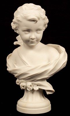 Lot 291 - A biscuit porcelain bust of Cupid, 19th...