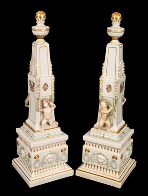 Lot 312 - A pair of Royal Copenhagen obelisks, each of...