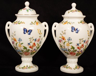 Lot 316 - A pair of Aynsley Cottage Garden pattern vases...