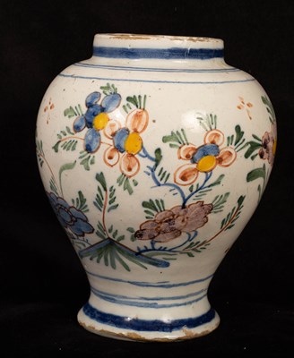 Lot 320 - A Dutch delft polychrome baluster vase, late...