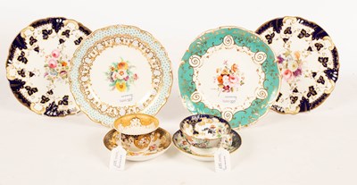 Lot 327 - Four English porcelain flower painted plates,...