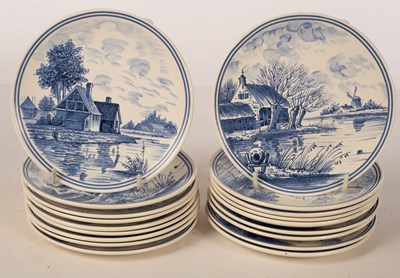 Lot 338 - Poole Pottery, twenty blue and white Dutch...