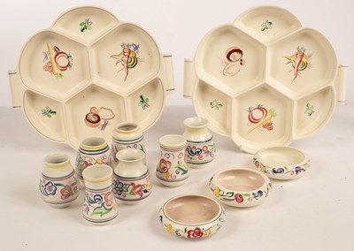 Lot 343 - Poole Pottery, two six-section hors d'oeuvres...