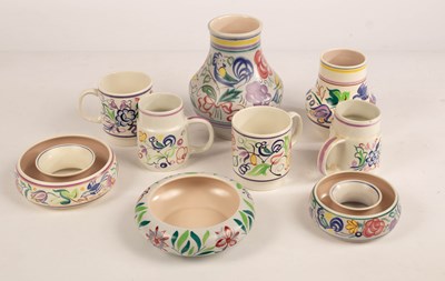 Lot 347 - Poole Pottery, four floral mugs, two floral...