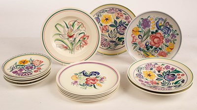 Lot 356 - Poole Pottery, three floral shallow serving...