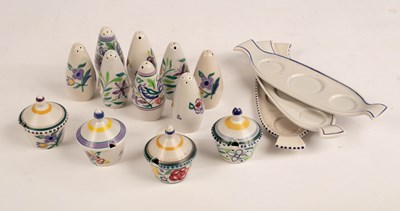 Lot 362 - Poole Pottery, three cruets each comprising a...