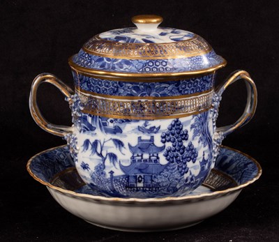 Lot 374 - A late 18th Century blue and white willow...